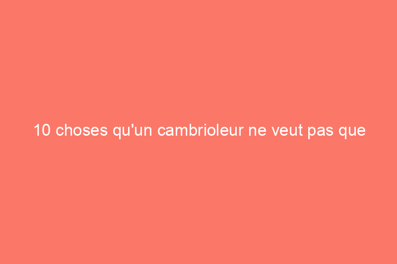 10 choses qu'un cambrioleur ne veut pas que vous sachiez