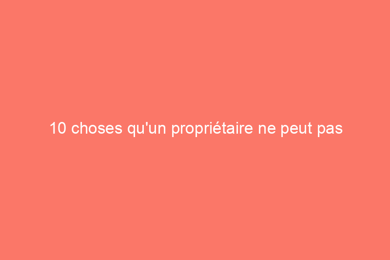 10 choses qu'un propriétaire ne peut pas faire