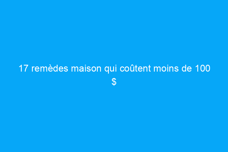 17 remèdes maison qui coûtent moins de 100 $