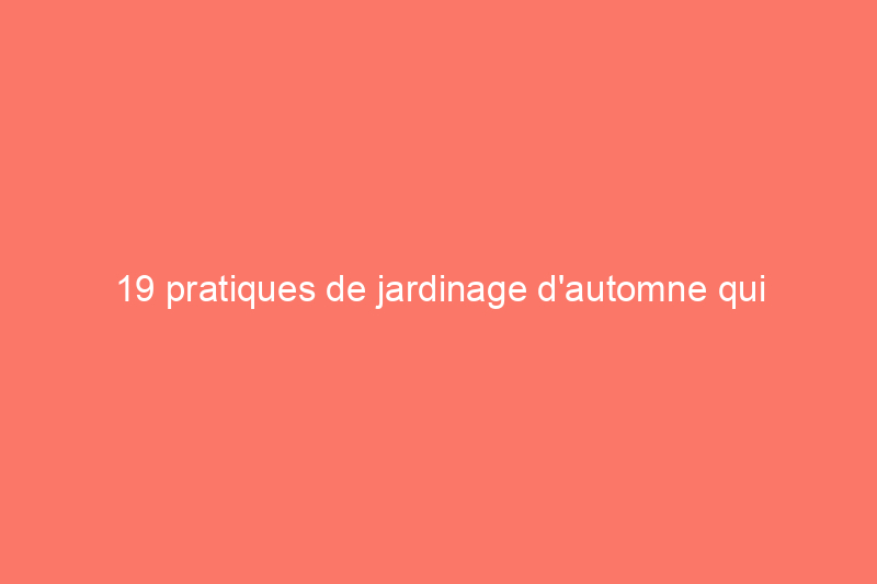 19 pratiques de jardinage d'automne qui protégeront et enrichiront votre sol en hiver