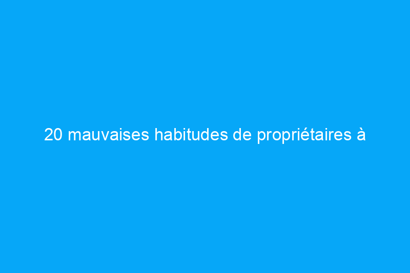 20 mauvaises habitudes de propriétaires à éliminer en 2020