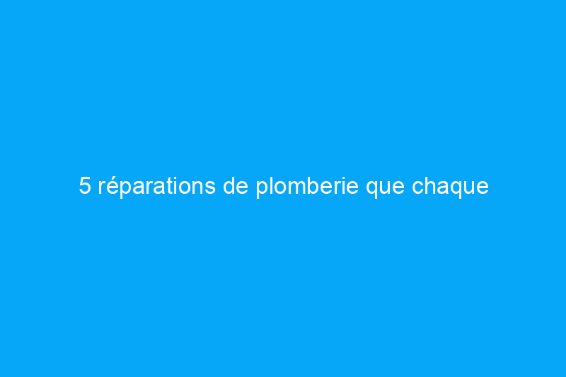 5 réparations de plomberie que chaque propriétaire devrait connaître