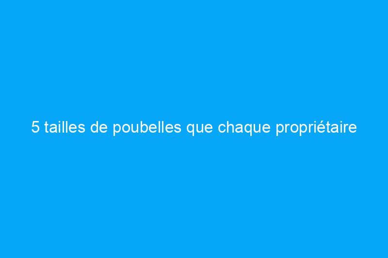 5 tailles de poubelles que chaque propriétaire devrait connaître