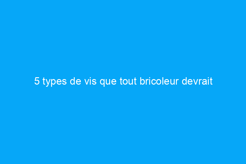 5 types de vis que tout bricoleur devrait connaître