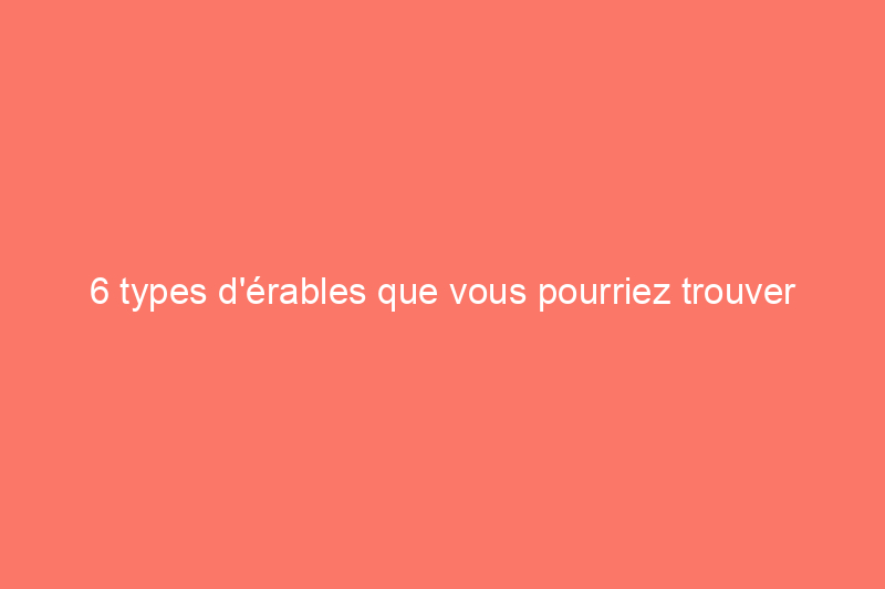 6 types d'érables que vous pourriez trouver sur votre propriété (y compris un que vous ne voulez certainement pas)