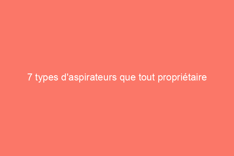 7 types d'aspirateurs que tout propriétaire soucieux de l'ordre devrait connaître