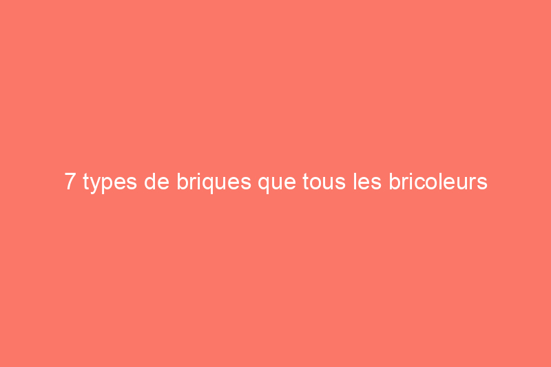 7 types de briques que tous les bricoleurs devraient connaître