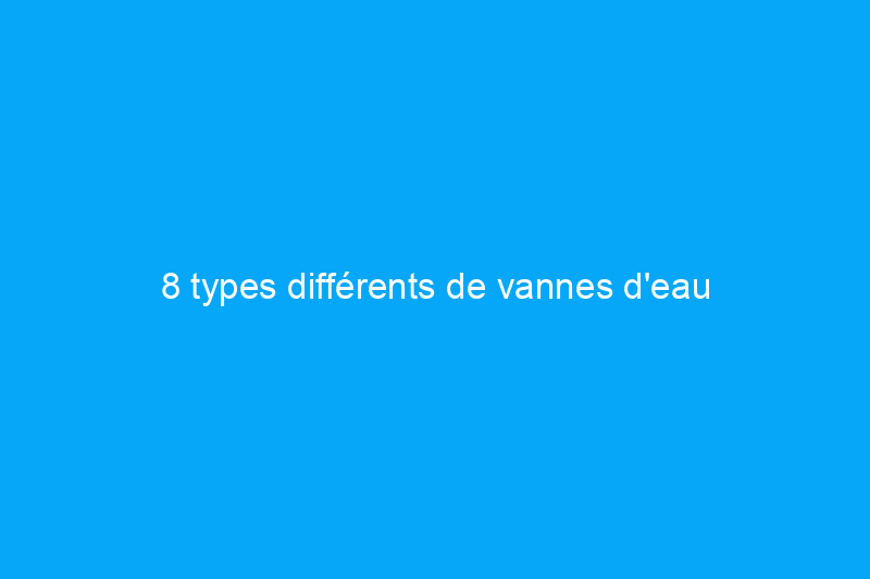 8 types différents de vannes d'eau utilisées dans la plomberie domestique 