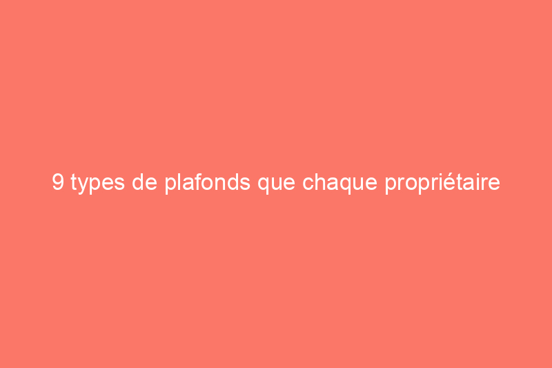 9 types de plafonds que chaque propriétaire devrait connaître