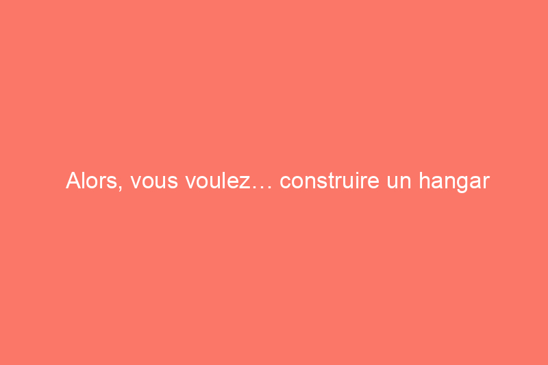 Alors, vous voulez… construire un hangar