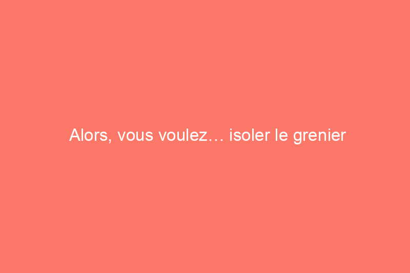 Alors, vous voulez… isoler le grenier