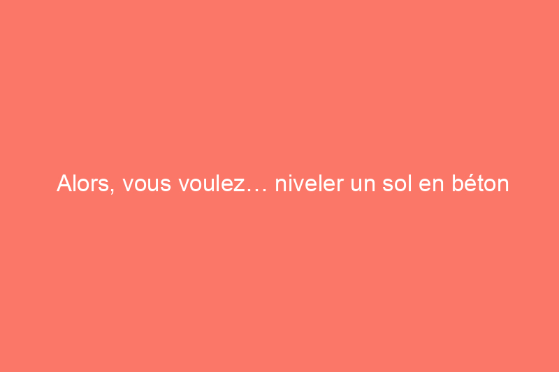 Alors, vous voulez… niveler un sol en béton