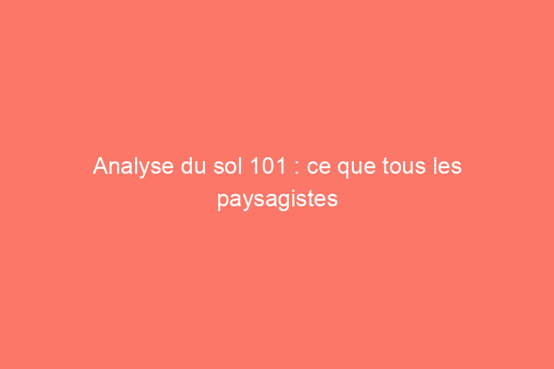 Analyse du sol 101 : ce que tous les paysagistes amateurs devraient savoir