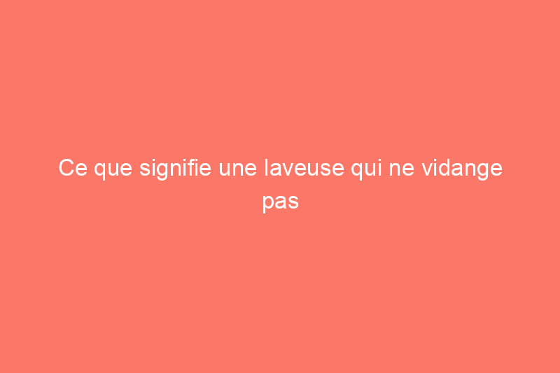 Ce que signifie une laveuse qui ne vidange pas pour votre appareil et votre portefeuille