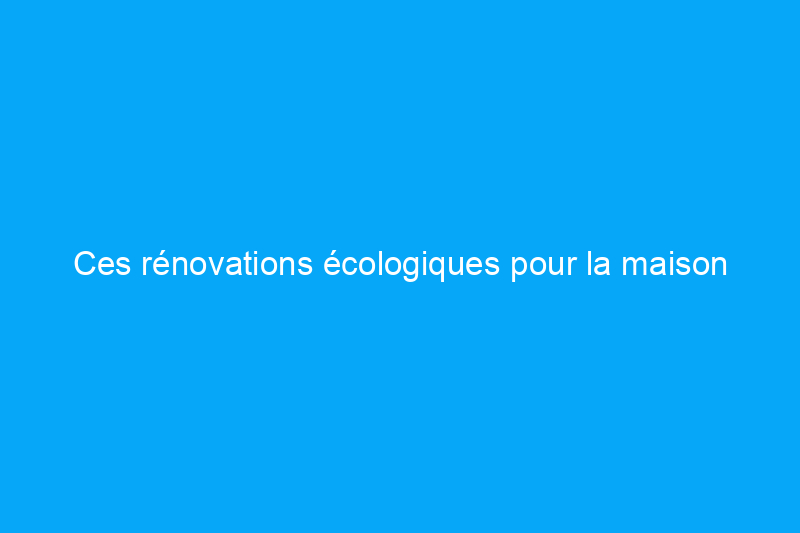 Ces rénovations écologiques pour la maison offrent le meilleur retour sur investissement