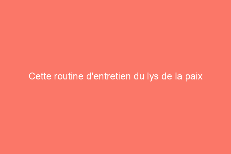 Cette routine d'entretien du lys de la paix nécessite si peu d'entretien que vous n'avez pas besoin d'avoir la main verte