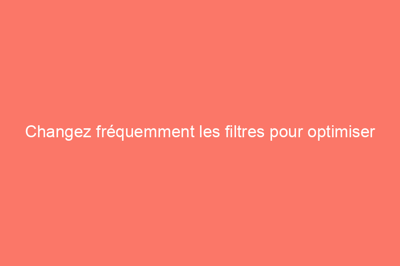 Changez fréquemment les filtres pour optimiser l'efficacité de la fournaise