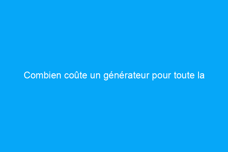 Combien coûte un générateur pour toute la maison et devriez-vous en acheter un ?