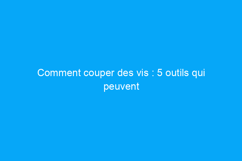 Comment couper des vis : 5 outils qui peuvent faire le travail