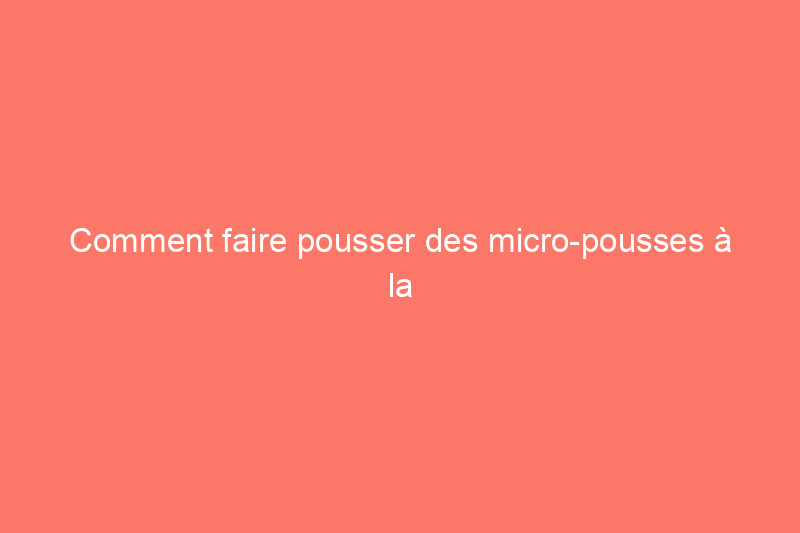 Comment faire pousser des micro-pousses à la maison