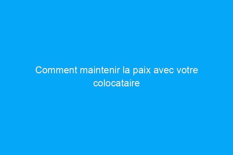 Comment maintenir la paix avec votre colocataire