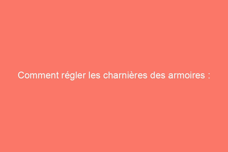 Comment régler les charnières des armoires : des solutions simples que vous pouvez réaliser vous-même