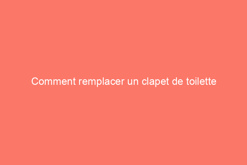 Comment remplacer un clapet de toilette