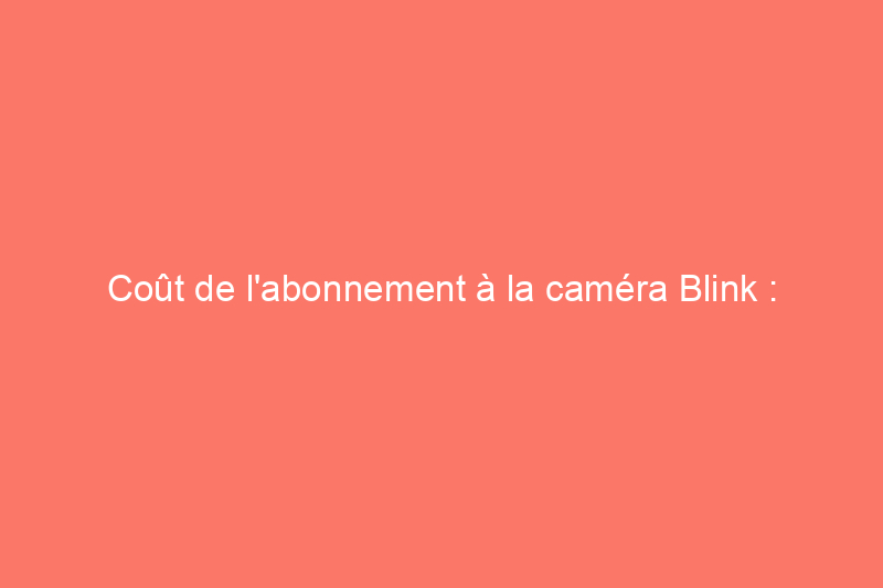 Coût de l'abonnement à la caméra Blink : est-ce que ça vaut le coup ?