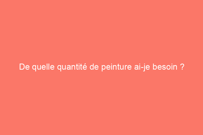 De quelle quantité de peinture ai-je besoin ?