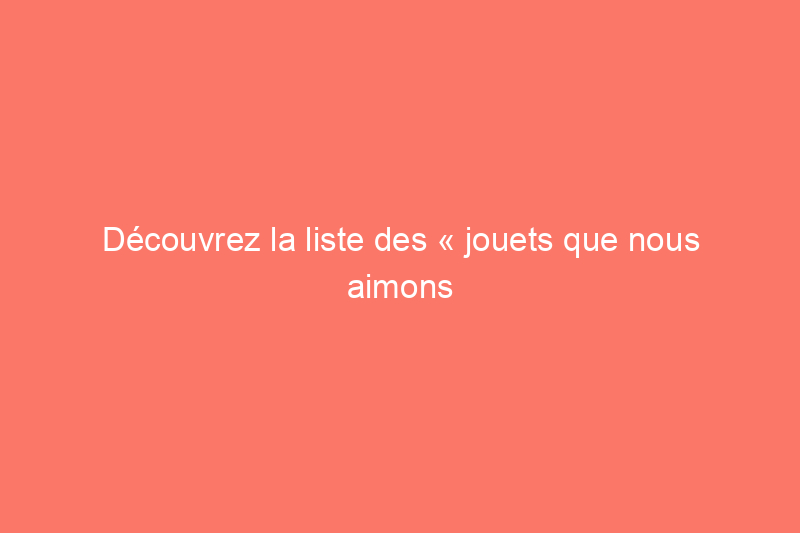 Découvrez la liste des « jouets que nous aimons » récemment publiée par Amazon avant les fêtes