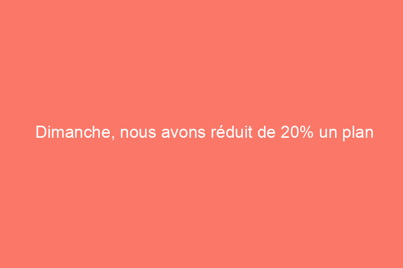 Dimanche, nous avons réduit de 20% un plan d'entretien de pelouse que nous avons testé et adoré