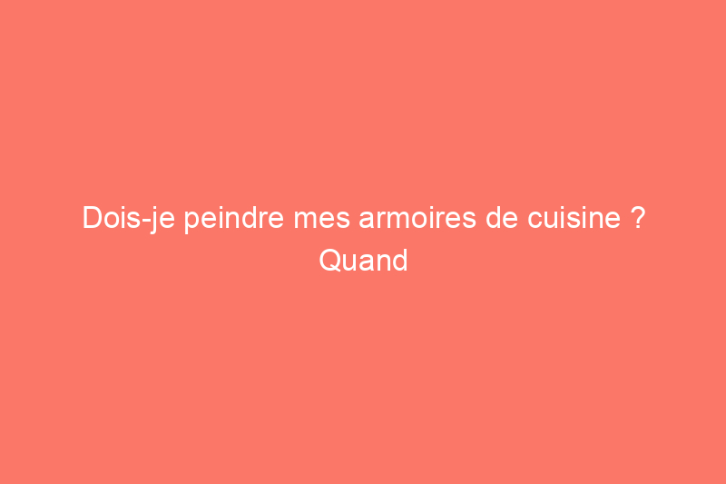 Dois-je peindre mes armoires de cuisine ? Quand est-ce que je peux le faire et quand est-ce que je ne le fais absolument pas ?