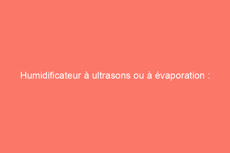 Humidificateur à ultrasons ou à évaporation : lequel est le meilleur pour votre maison ?