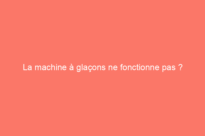 La machine à glaçons ne fonctionne pas ? Résolvez le problème avec ces 8 conseils