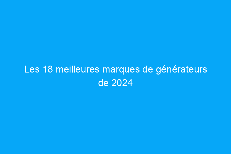 Les 18 meilleures marques de générateurs de 2024