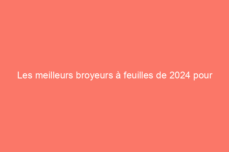 Les meilleurs broyeurs à feuilles de 2024 pour faciliter l'entretien de votre jardin, testés