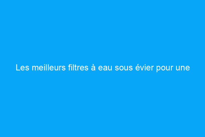 Les meilleurs filtres à eau sous évier pour une meilleure eau du robinet