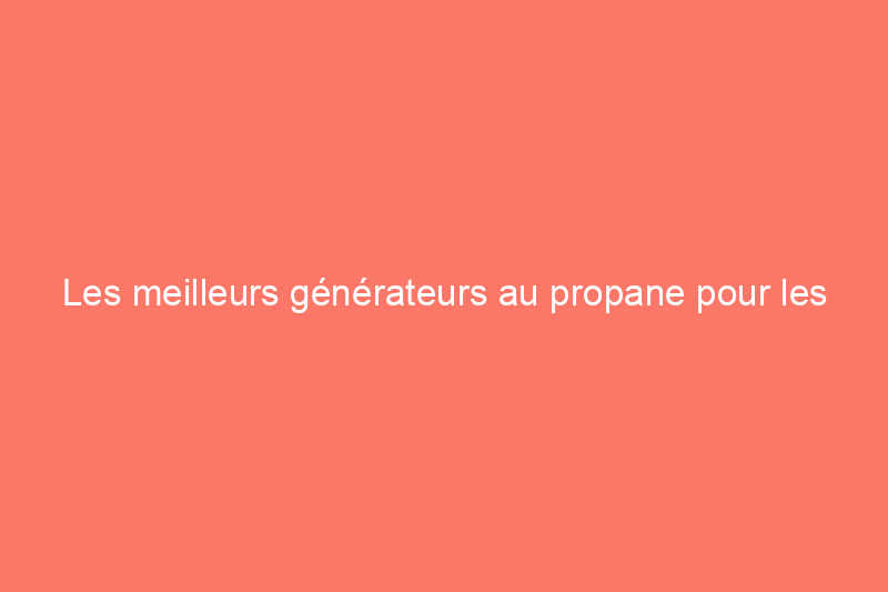 Les meilleurs générateurs au propane pour les urgences et l'utilisation à domicile, testés