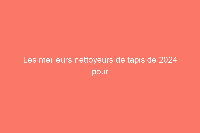 Les meilleurs nettoyeurs de tapis de 2024 pour les ménages occupés, testés