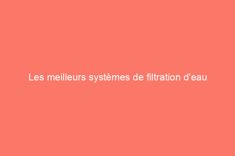 Les meilleurs systèmes de filtration d'eau de puits pour un approvisionnement plus propre