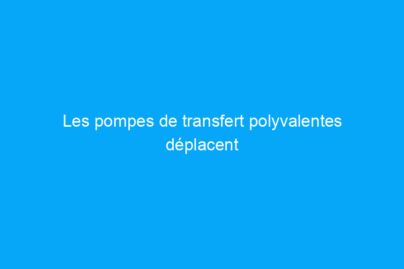 Les pompes de transfert polyvalentes déplacent l'eau en toute simplicité