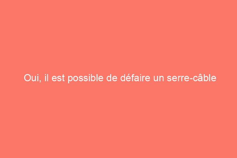 Oui, il est possible de défaire un serre-câble – voici comment procéder