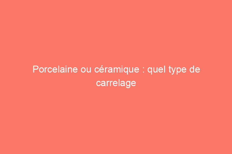 Porcelaine ou céramique : quel type de carrelage vous convient le mieux ?