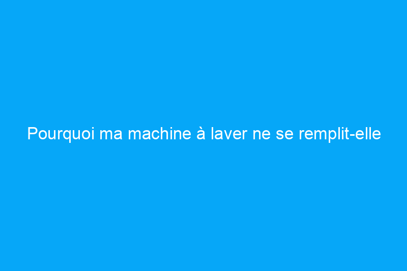 Pourquoi ma machine à laver ne se remplit-elle pas d’eau et comment puis-je y remédier ?