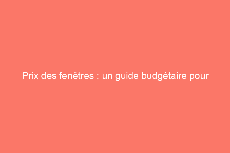 Prix des fenêtres : un guide budgétaire pour l'installation de nouvelles fenêtres