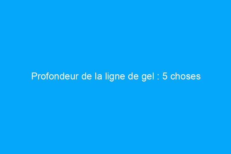 Profondeur de la ligne de gel : 5 choses importantes que tous les propriétaires devraient savoir