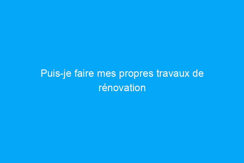 Puis-je faire mes propres travaux de rénovation ? Ou dois-je faire appel à un professionnel ?