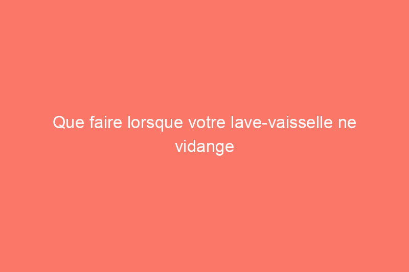 Que faire lorsque votre lave-vaisselle ne vidange pas