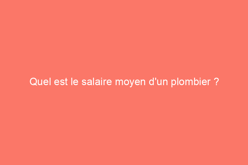 Quel est le salaire moyen d'un plombier ? Résolu !