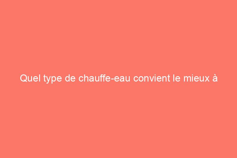 Quel type de chauffe-eau convient le mieux à votre maison ?